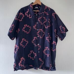 POST-IMPERIAL Ijebu Camp Shirt Hand Dyed Patterned Short Sleeve Button Up Sz XXL
